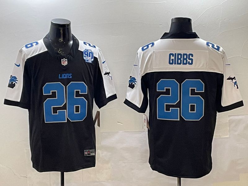 Men Detroit Lions #26 Gibbs Black Thanksgiving three generations 2025 Nike Limited NFL Jersey style 2->detroit lions->NFL Jersey